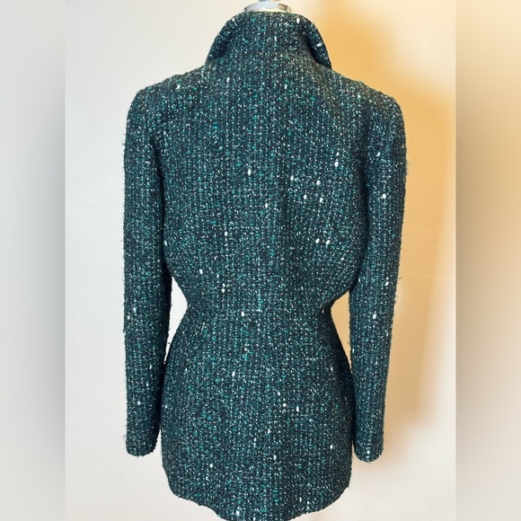 Vintage Thierry Mugler Green Tweed Wool Jacket Size 42 - Picture 11 of 12